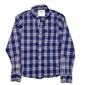 Vintage Abercrombie & Fitch Muscle Shirt Mens Medium Blue Plaid Button Down Y2k